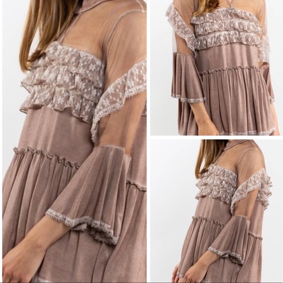 POL Tops - POL Mocha  Victorian Style Blouse